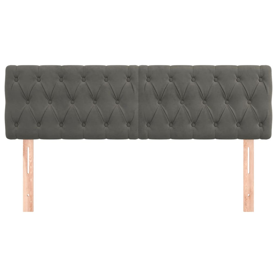 Hoofdborden 2 St 72X7X78/88 Cm Fluweel Donkergrijs 144 cm Laag