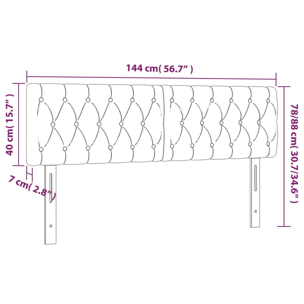 Hoofdborden 2 St 72X7X78/88 Cm Fluweel Donkergrijs 144 cm Laag