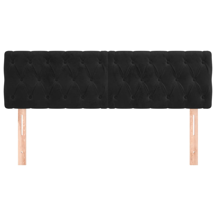 Hoofdborden 2 St 72X7X78/88 Cm Fluweel Zwart 144 cm Laag