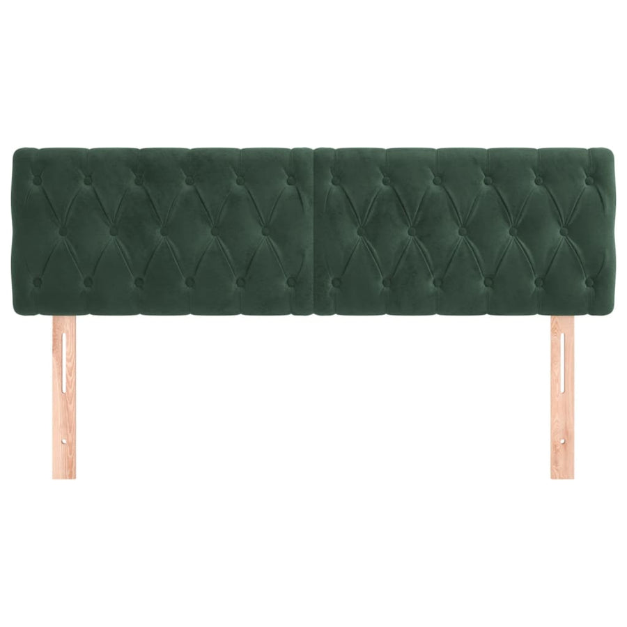 Hoofdborden 2 St 72X7X78/88 Cm Fluweel Donkergroen 144 cm Laag