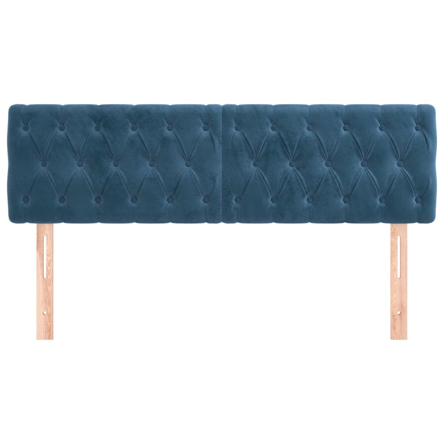 Hoofdborden 2 st 72x7x78/88 cm fluweel donkerblauw 144 cm Laag