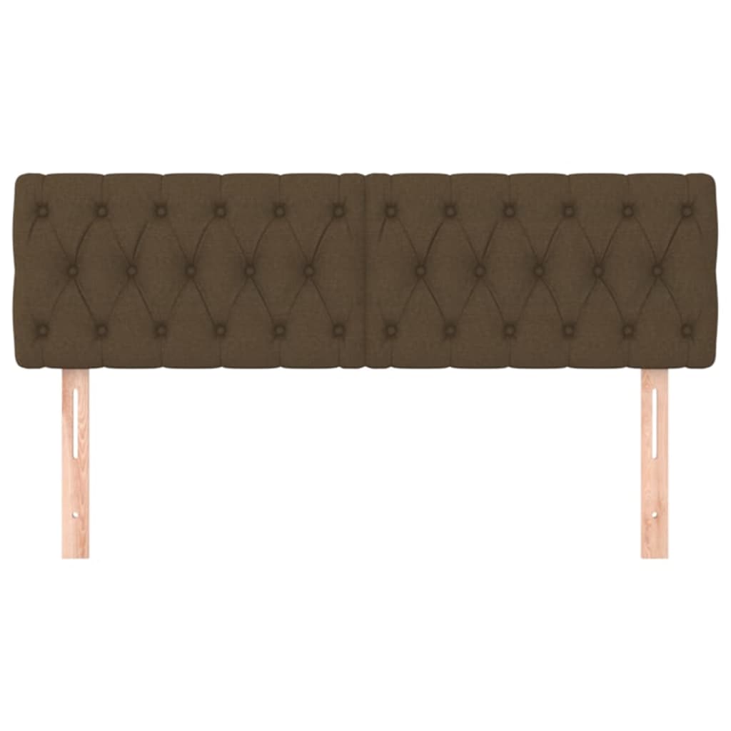 Hoofdborden 2 St 80X7X78/88 Cm Stof Donkerbruin 160 cm Laag