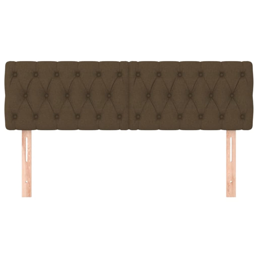 Hoofdborden 2 St 80X7X78/88 Cm Stof Donkerbruin 160 cm Laag
