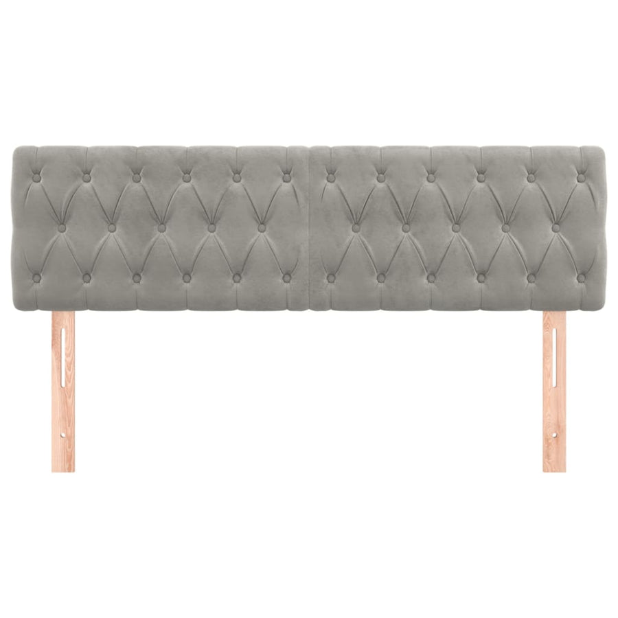 Hoofdborden 2 St 80X7X78/88 Cm Fluweel Lichtgrijs 160 cm Laag