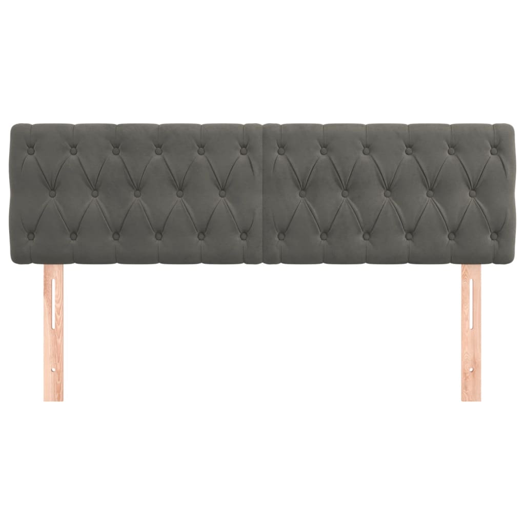 Hoofdborden 2 St 80X7X78/88 Cm Fluweel Donkergrijs 160 cm Laag
