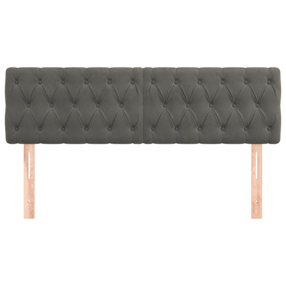 Hoofdborden 2 St 80X7X78/88 Cm Fluweel Donkergrijs 160 cm Laag