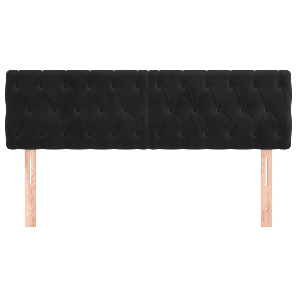 Hoofdborden 2 St 80X7X78/88 Cm Fluweel Zwart 160 cm Laag