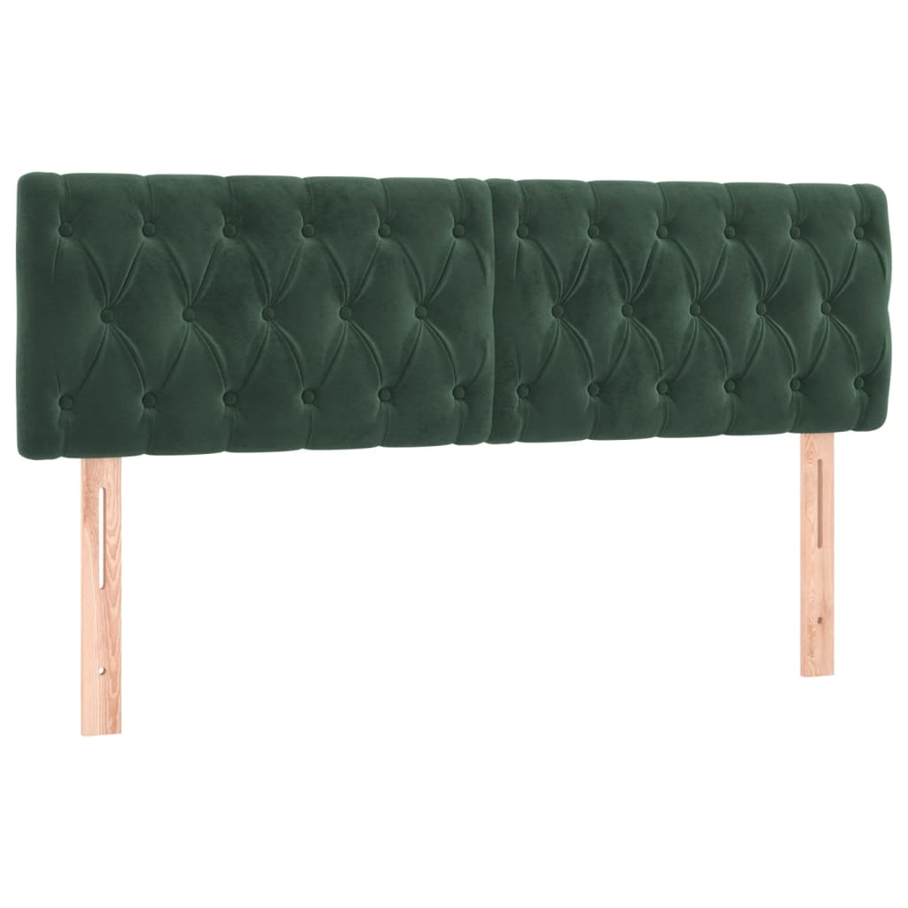 Hoofdborden 2 st 80x7x78/88 cm fluweel donkergroen 160 cm Laag