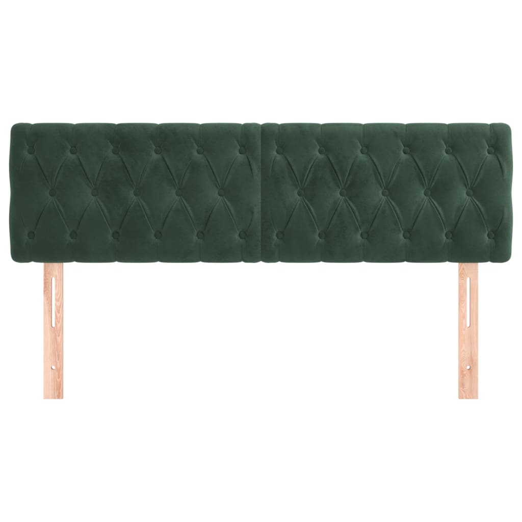 Hoofdborden 2 st 80x7x78/88 cm fluweel donkergroen 160 cm Laag