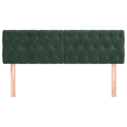 Hoofdborden 2 st 80x7x78/88 cm fluweel donkergroen 160 cm Laag