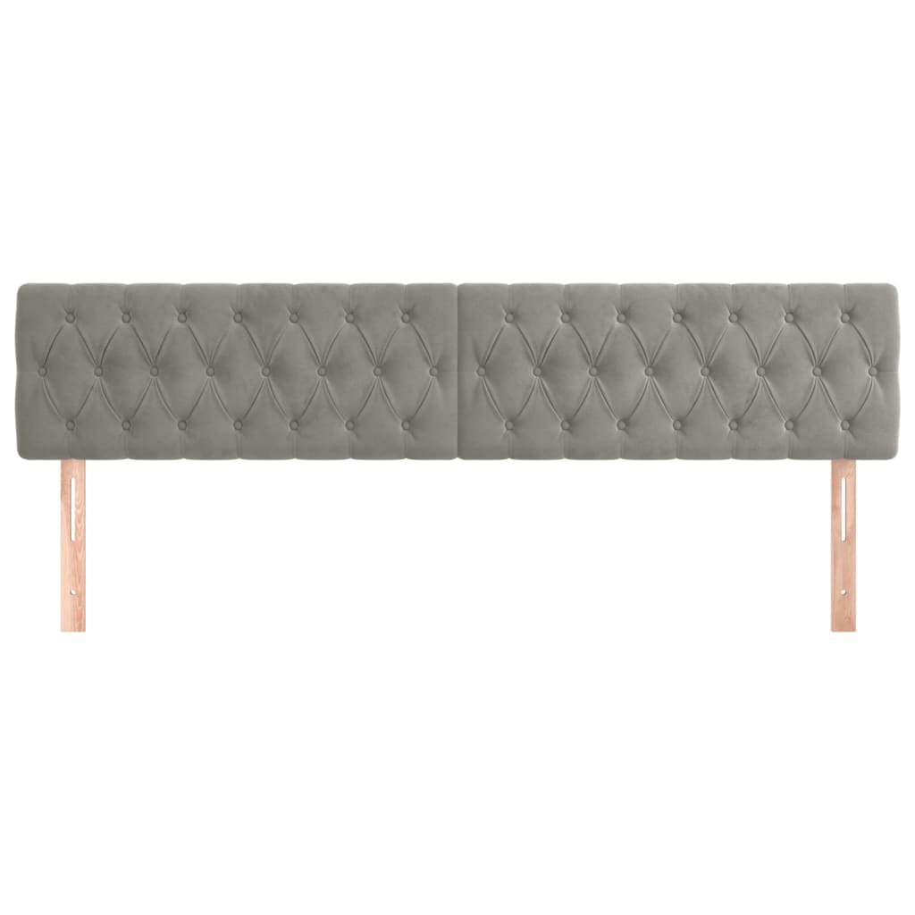 Hoofdborden 2 St 90X7X78/88 Cm Fluweel Lichtgrijs 180 cm Laag