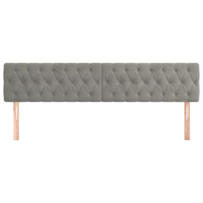 Hoofdborden 2 St 90X7X78/88 Cm Fluweel Lichtgrijs 180 cm Laag