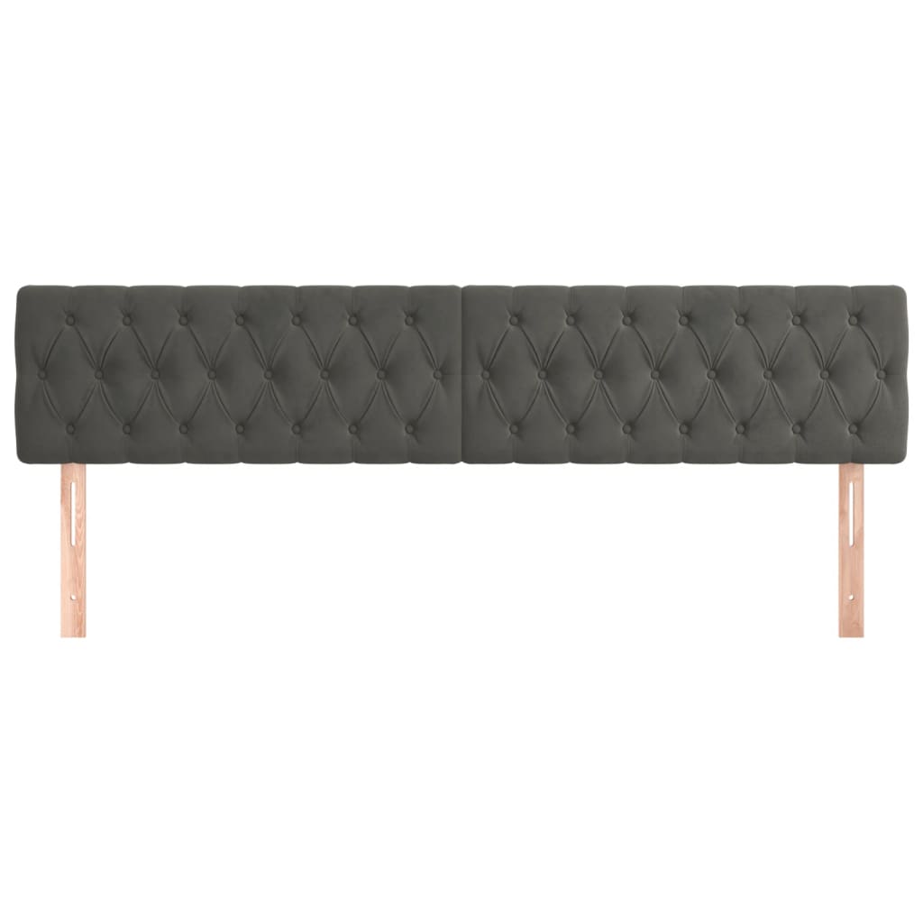 Hoofdborden 2 St 90X7X78/88 Cm Fluweel Donkergrijs 180 cm Laag