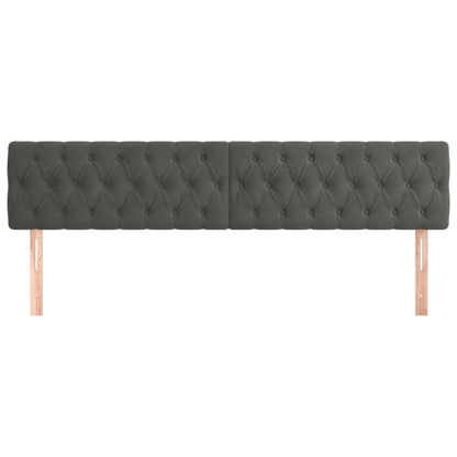 Hoofdborden 2 St 90X7X78/88 Cm Fluweel Donkergrijs 180 cm Laag