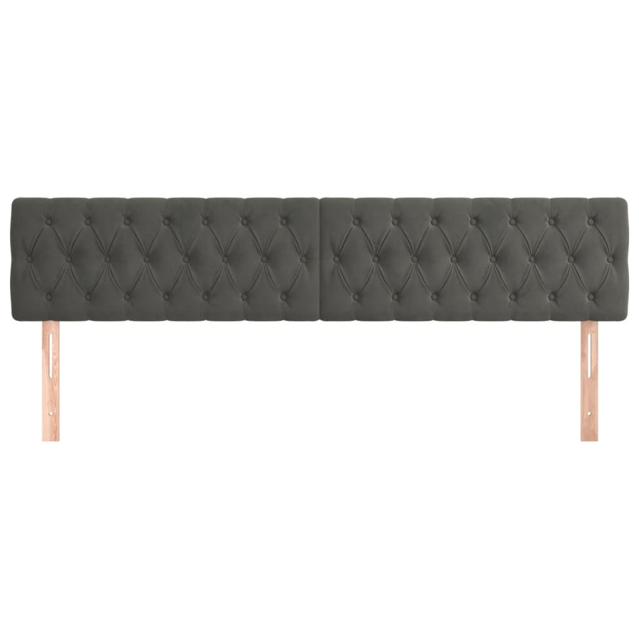 Hoofdborden 2 St 90X7X78/88 Cm Fluweel Donkergrijs 180 cm Laag