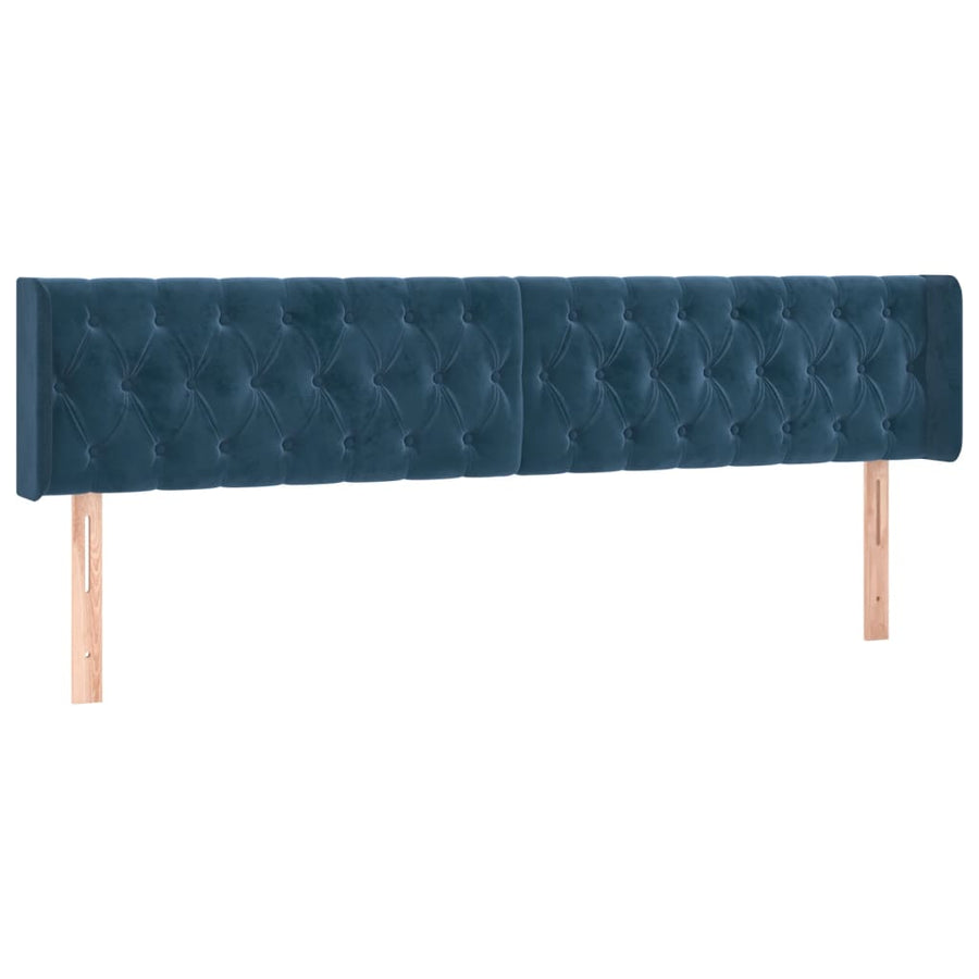 Hoofdborden 2 St 90X7X78/88 Cm Fluweel Donkerblauw 180 cm Laag