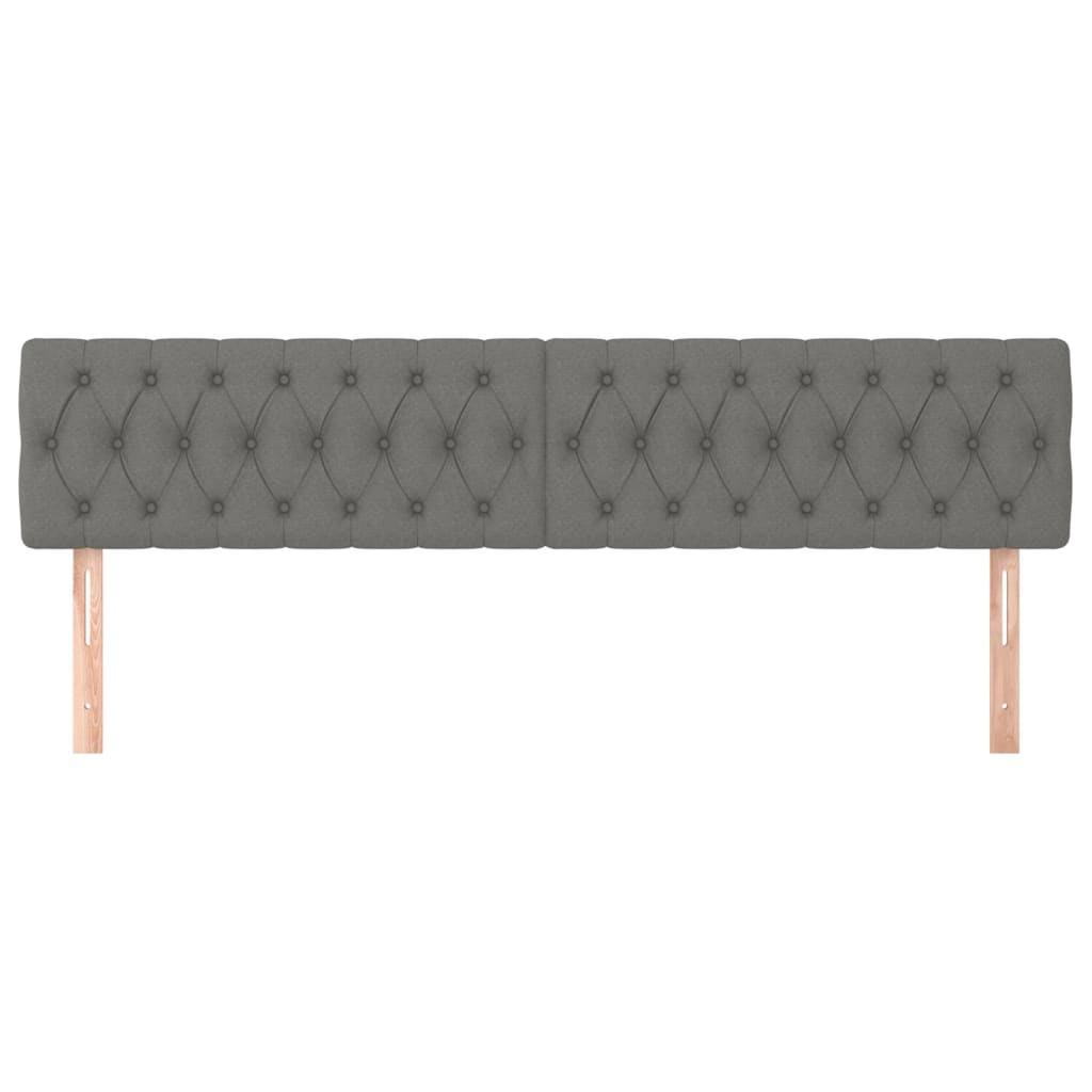 Hoofdborden 2 st 100x7x78/88 cm stof donkergrijs 200 cm Donkergrijs