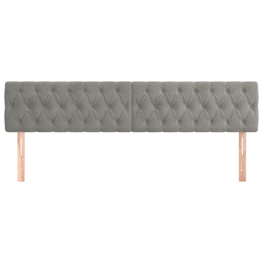 Hoofdborden 2 St 00X7X78/88 Cm Fluweel Lichtgrijs 200 cm Laag