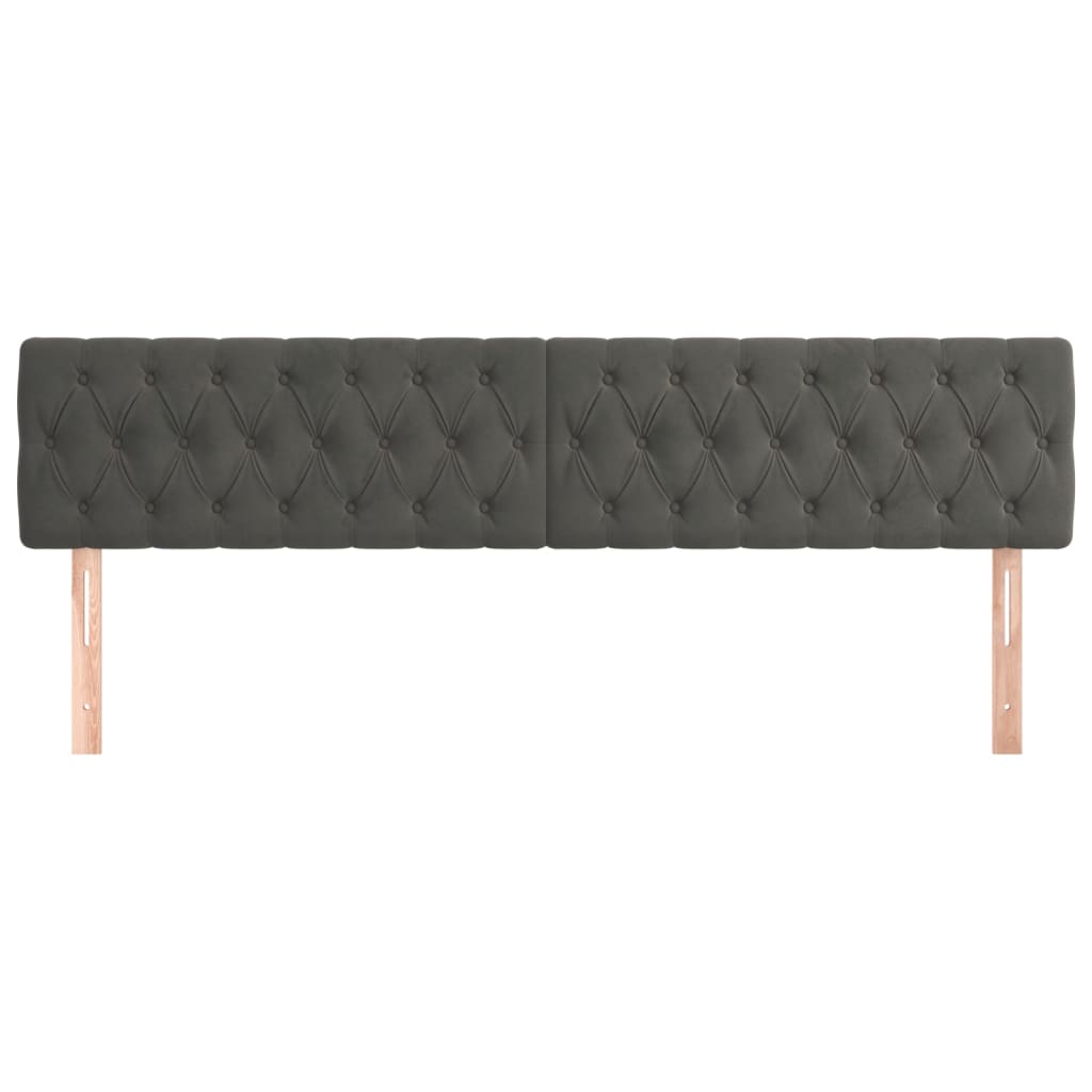 Hoofdborden 2 St 00X7X78/88 Cm Fluweel Donkergrijs 200 cm Laag
