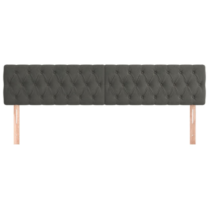 Hoofdborden 2 St 00X7X78/88 Cm Fluweel Donkergrijs 200 cm Laag
