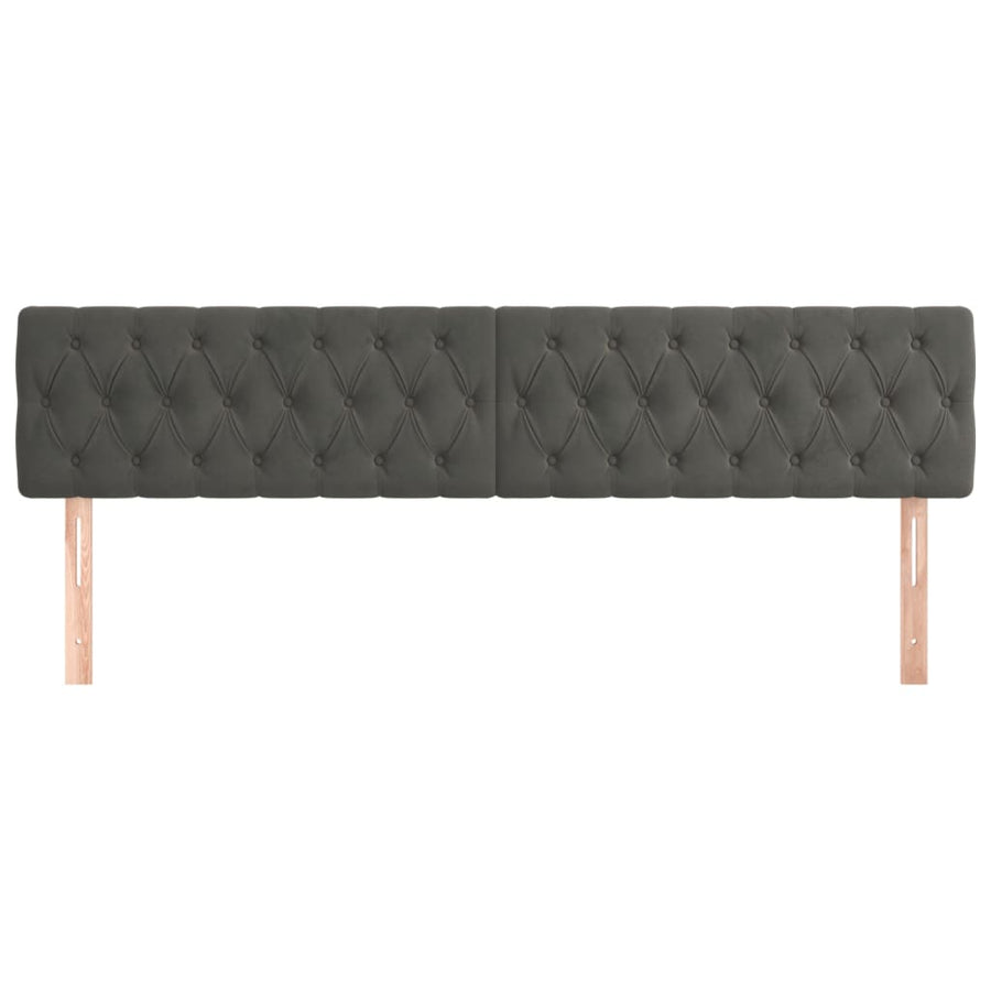 Hoofdborden 2 St 00X7X78/88 Cm Fluweel Donkergrijs 200 cm Laag