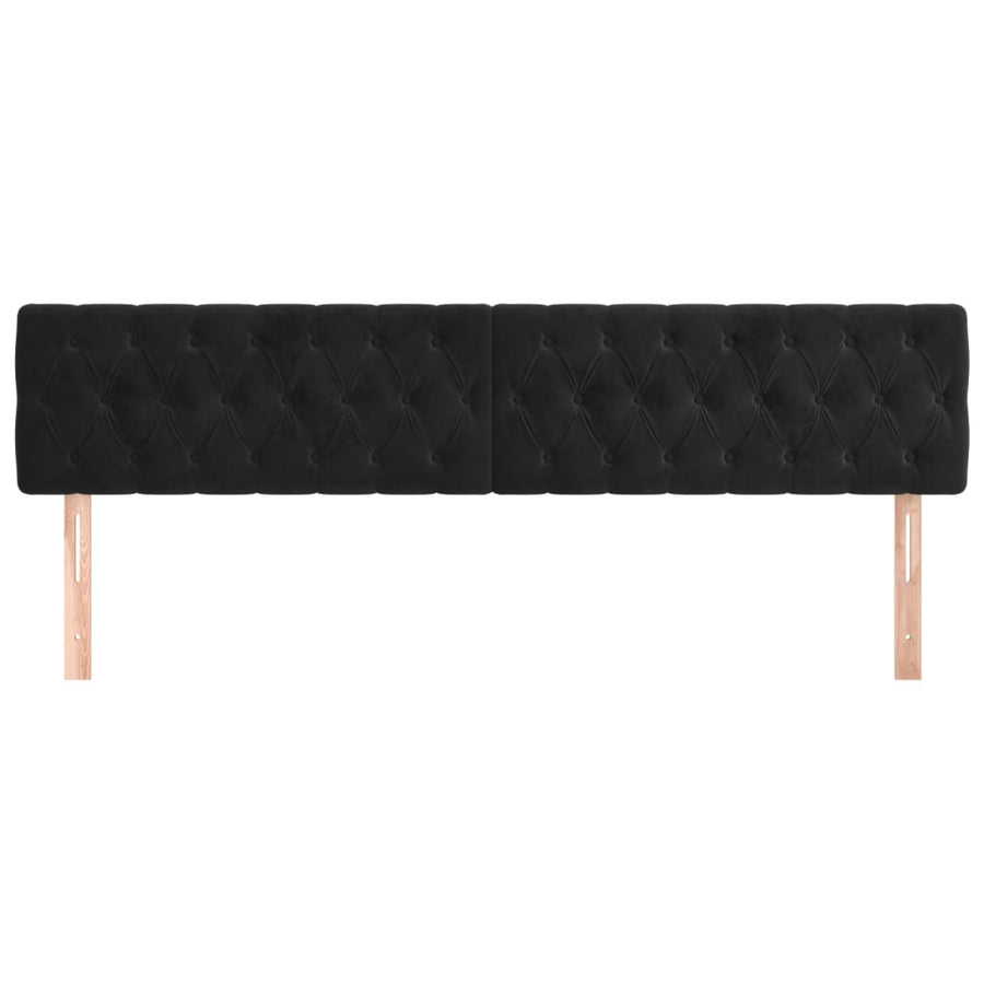 Hoofdborden 2 St 00X7X78/88 Cm Fluweel Zwart 200 cm Laag