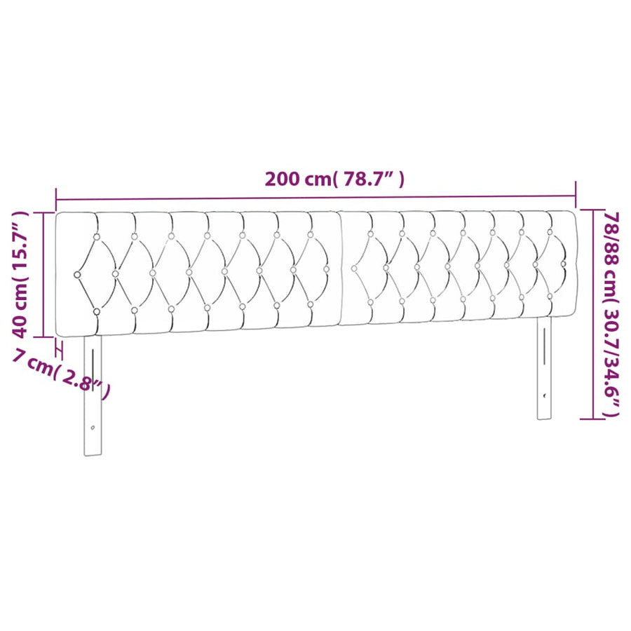 Hoofdborden 2 St 00X7X78/88 Cm Fluweel Donkergroen 200 cm Laag