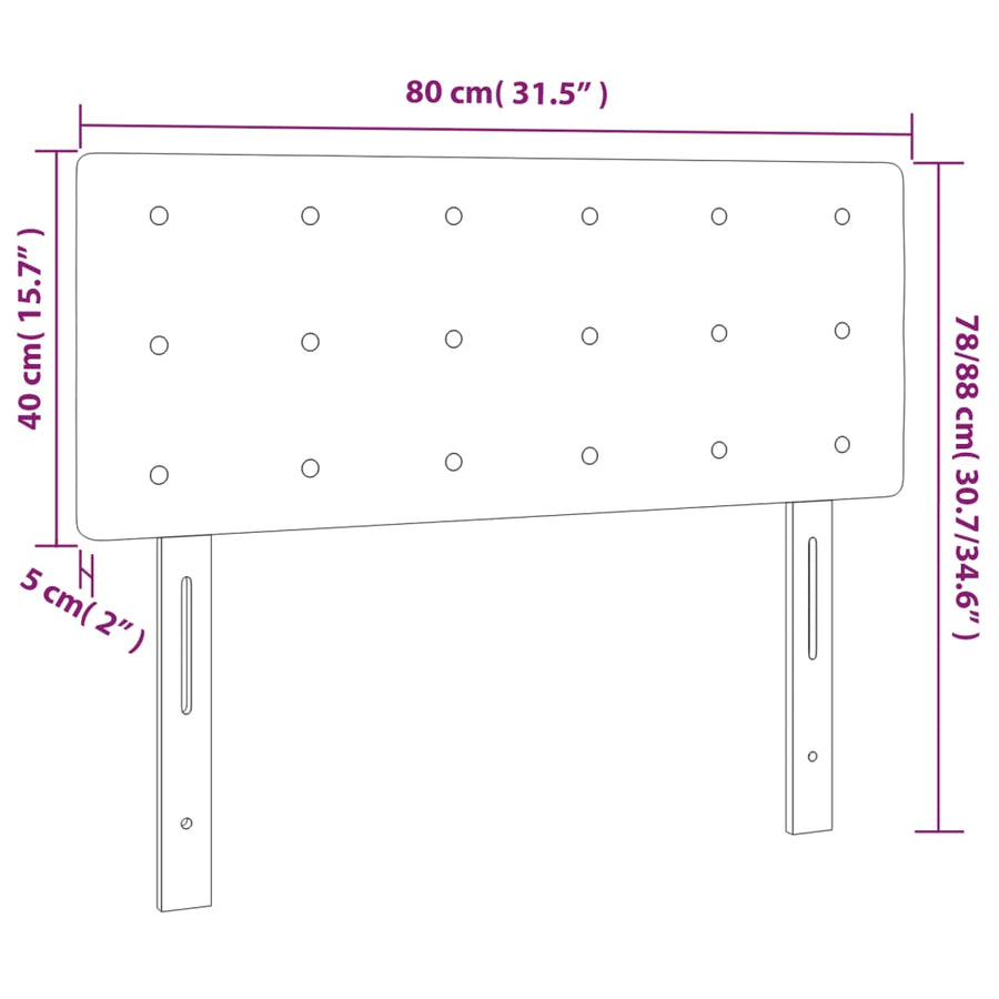 Hoofdbord 80X5X78/88 Cm Stof Kleurig Crème 80 cm Laag