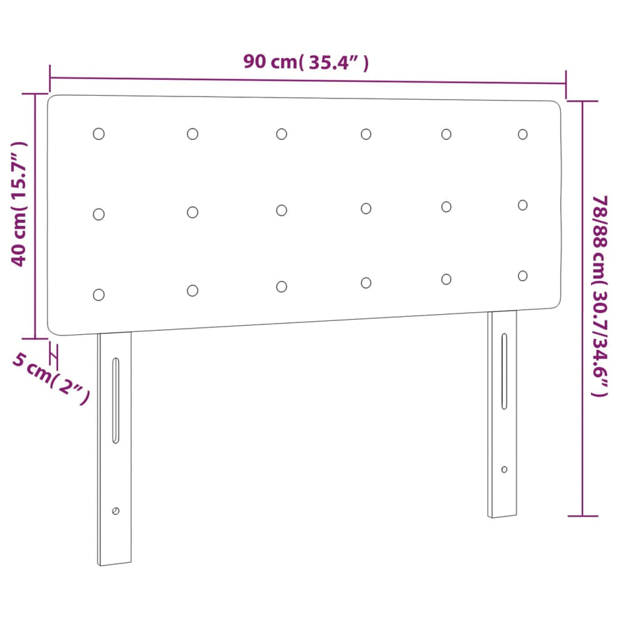 Hoofdbord 90x5x78/88 cm stof lichtgrijs 90 cm Laag