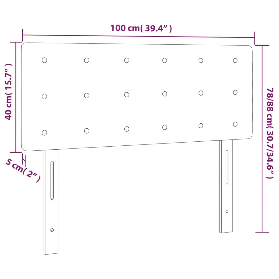 Hoofdbord 00X5X78/88 Cm Kunstleer Grijs 100 cm Laag