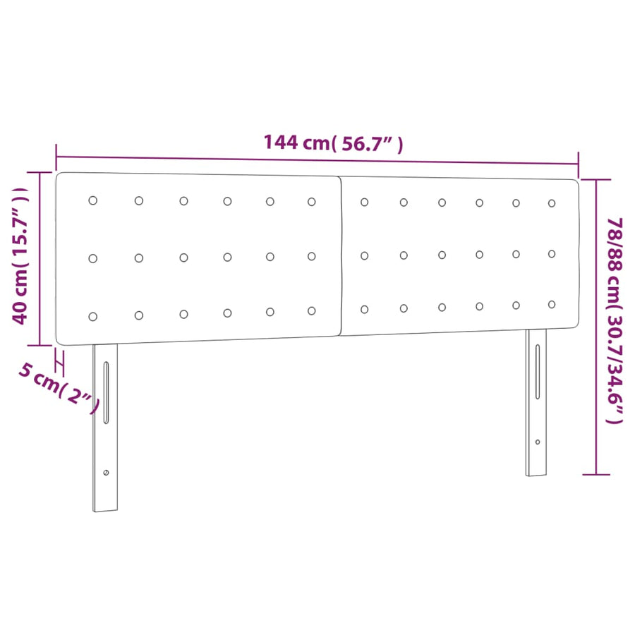 Hoofdbordem 2 St 72X5X78/88 Cm Kunstleer Zwart 144 cm Laag