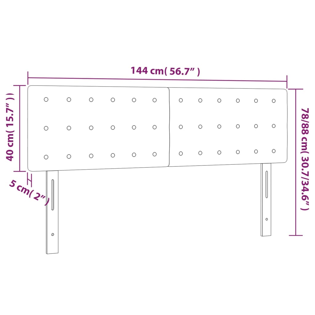 Hoofdborden 2 St 72X5X78/88 Cm Kunstleer Kleurig 1 144 cm crème