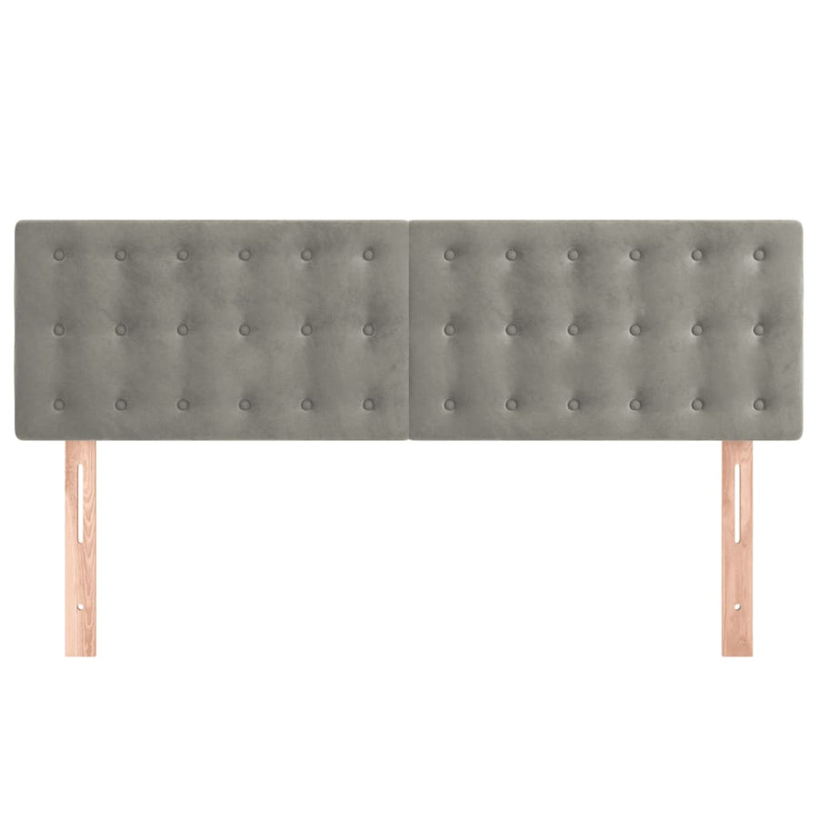 Hoofdborden 2 St 72X5X78/88 Cm Fluweel Lichtgrijs 144 cm Laag