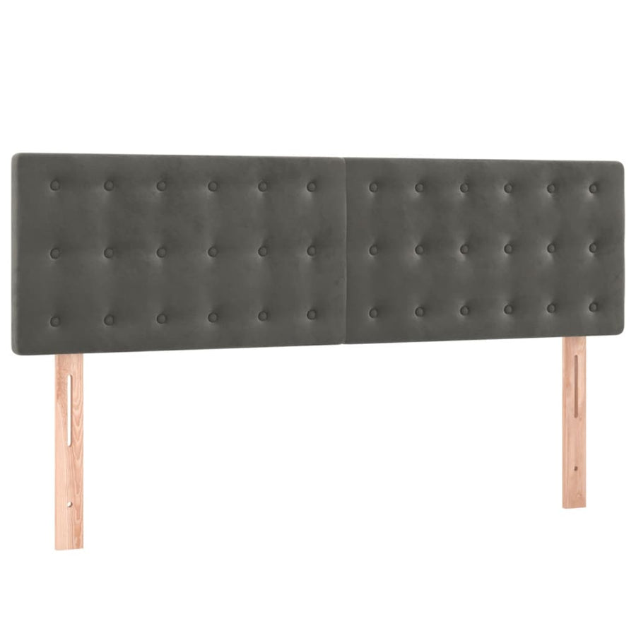 Hoofdborden 2 St 72X5X78/88 Cm Fluweel Donkergrijs 144 cm Laag