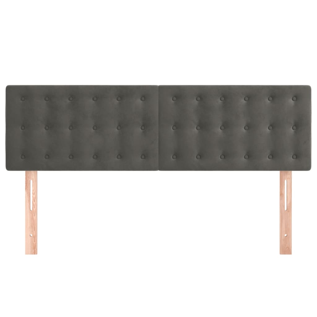 Hoofdborden 2 St 72X5X78/88 Cm Fluweel Donkergrijs 144 cm Laag
