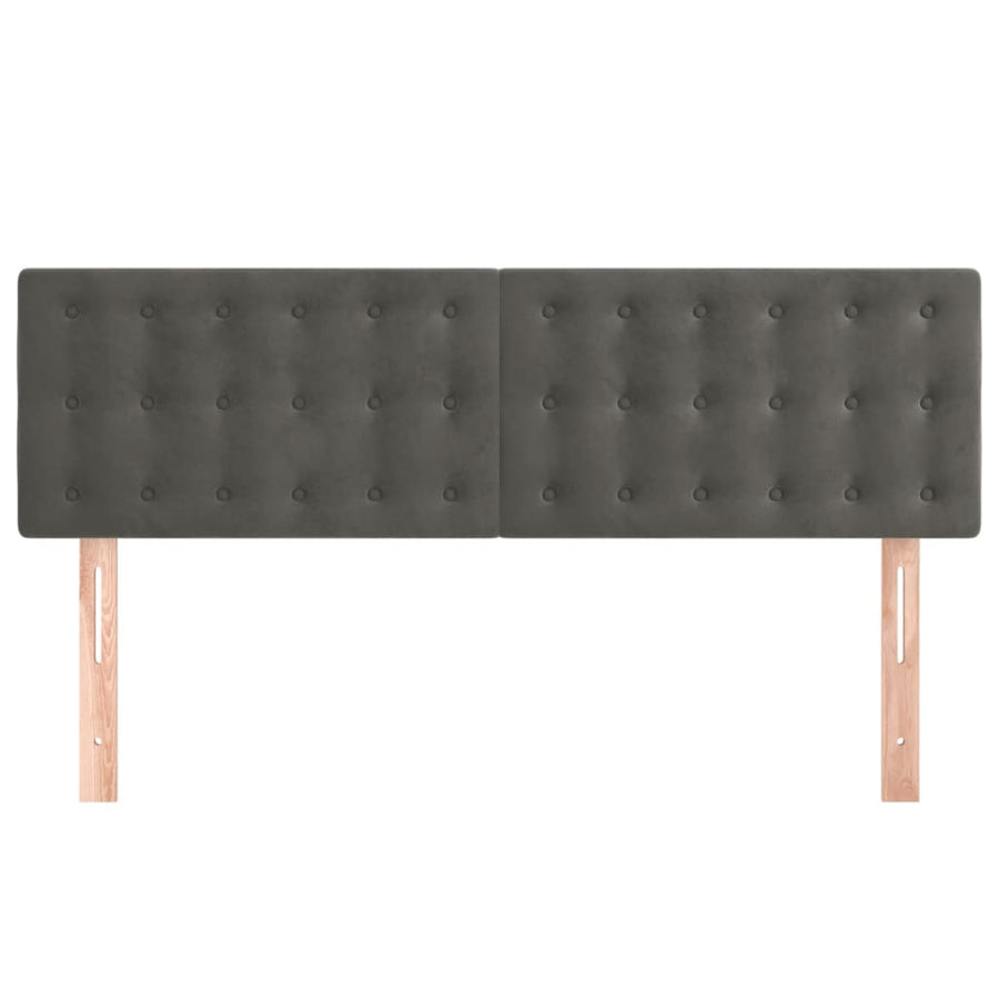 Hoofdborden 2 St 72X5X78/88 Cm Fluweel Donkergrijs 144 cm Laag