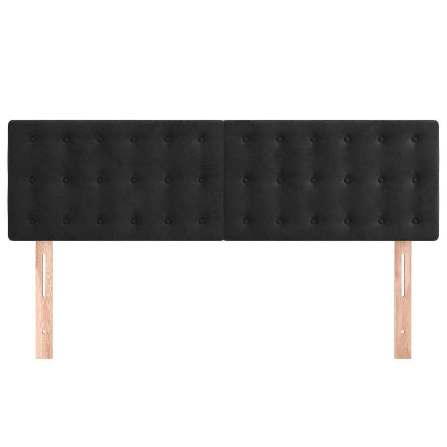Hoofdborden 2 St 72X5X78/88 Cm Fluweel Zwart 144 cm Laag