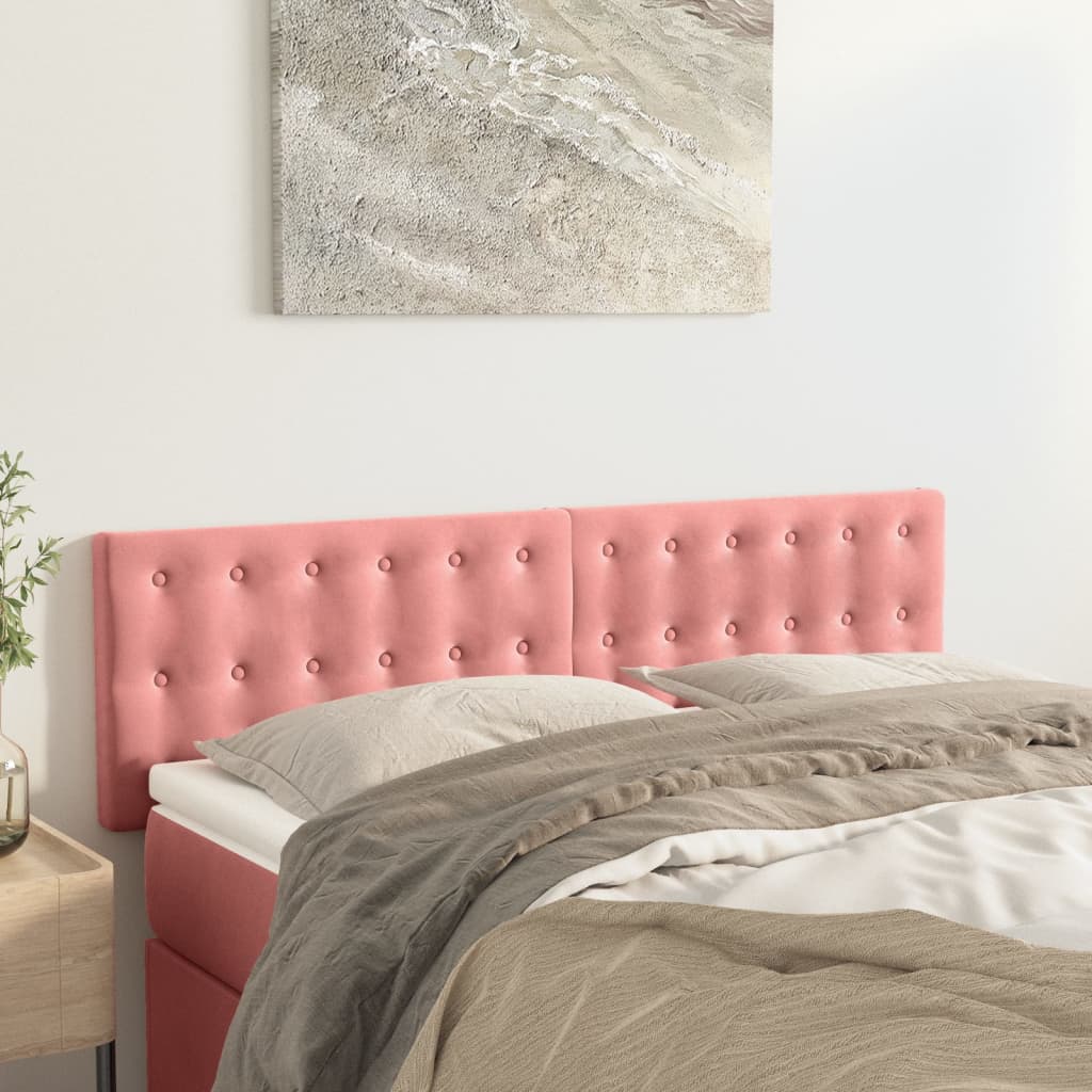 Hoofdborden 2 St 72X5X78/88 Cm Fluweel Roze 144 cm Laag