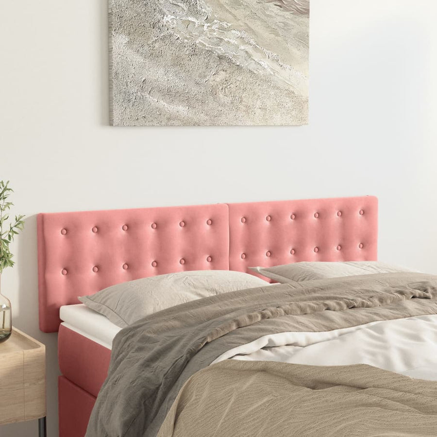 Hoofdborden 2 St 72X5X78/88 Cm Fluweel Roze 144 cm Laag
