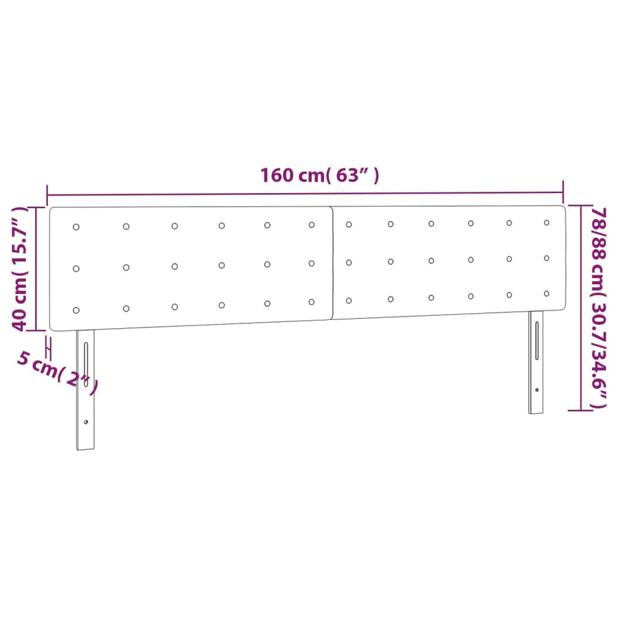Hoofdborden 2 St 80X5X78/88 Cm Kunstleer Kleurig 1 160 cm crème