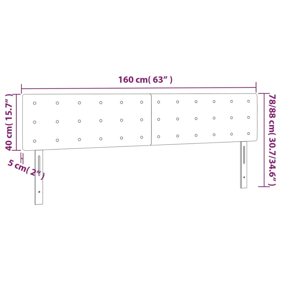 Hoofdborden 2 st 80x5x78/88 cm kunstleer cappuccinokleurig