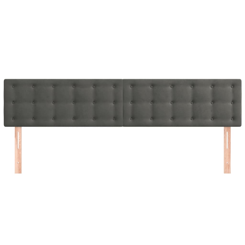 Hoofdborden 2 St 80X5X78/88 Cm Fluweel Donkergrijs 160 cm Laag