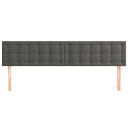 Hoofdborden 2 St 80X5X78/88 Cm Fluweel Donkergrijs 160 cm Laag