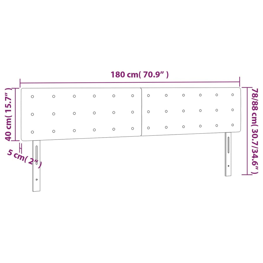 Hoofdborden 180x5x78/88 cm stof zwart