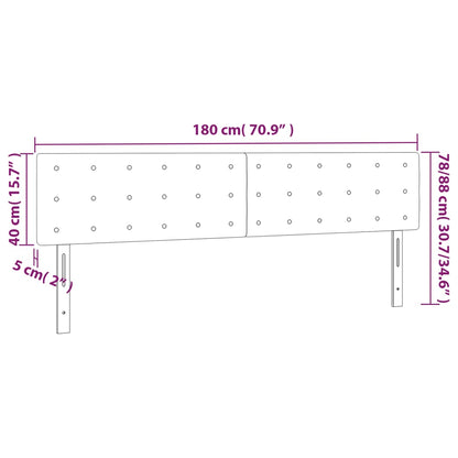 Hoofdborden 2 St 90X5X78/88 Cm Kunstleer Grijs 180 cm Laag