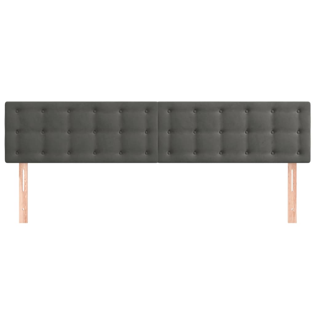 Hoofdborden 2 St 90X5X78/88 Cm Fluweel Donkergrijs 180 cm Laag