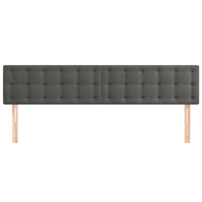 Hoofdborden 2 St 90X5X78/88 Cm Fluweel Donkergrijs 180 cm Laag
