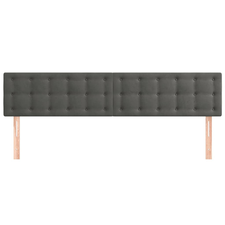 Hoofdborden 2 St 90X5X78/88 Cm Fluweel Donkergrijs 180 cm Laag