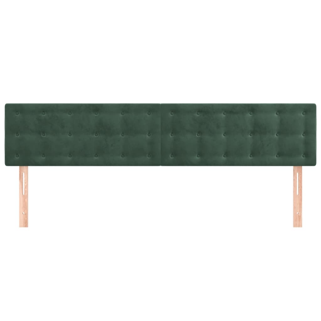 Hoofdborden 2 st 90x5x78/88 cm fluweel donkergroen 180 cm Laag