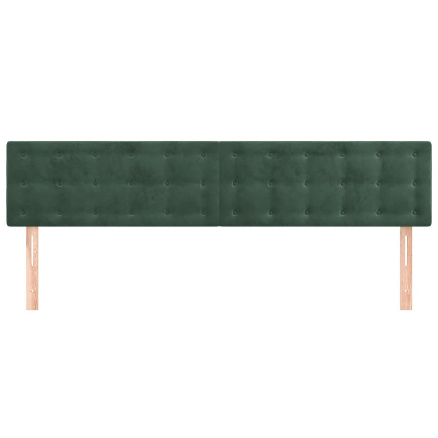 Hoofdborden 2 st 90x5x78/88 cm fluweel donkergroen 180 cm Laag